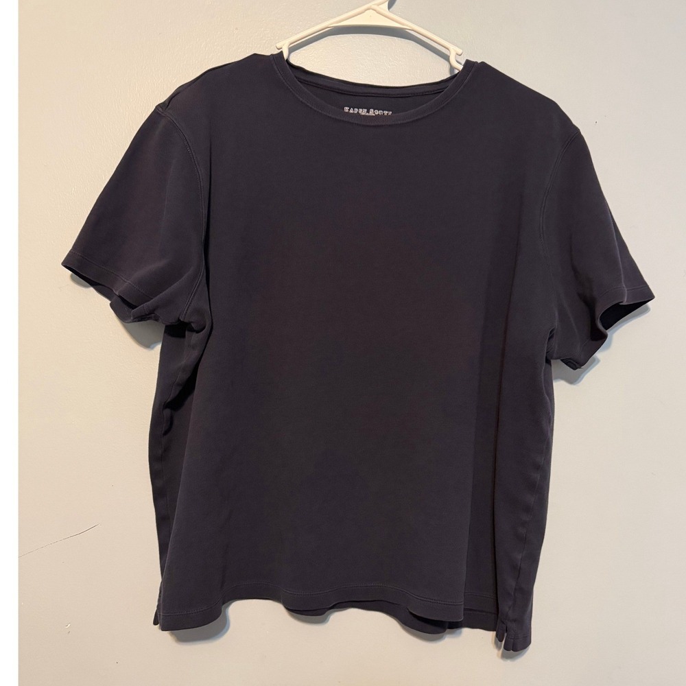 Karen Scott Sport Women's 1X Navy Blue 100% Cotton Short Sleeve T-Shirt 1934